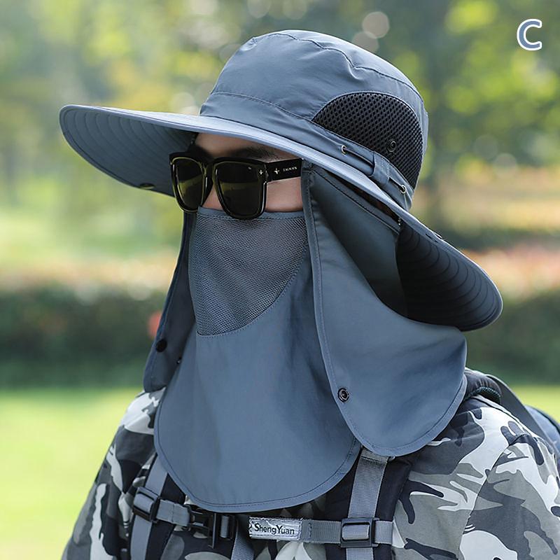 Omni Directional Brim Face Shield Neck Protection Sun Hat Big Brim Outdoor Youth Mountaineering Fishing Hat Ultraviolet Proof