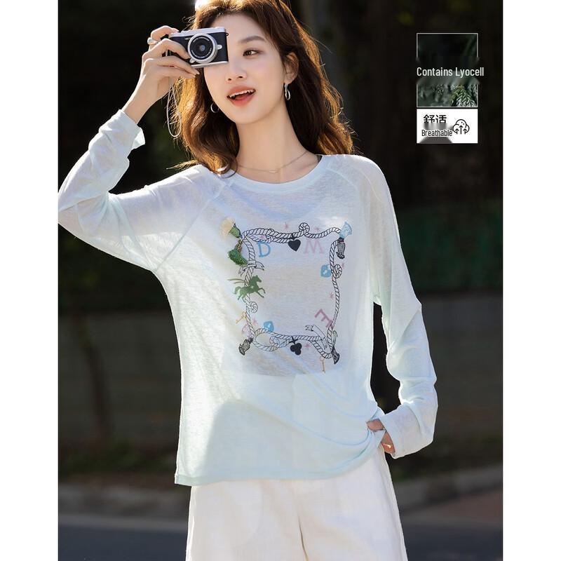 Breathable Lyocell Tassel Print Women s T-Shirt S