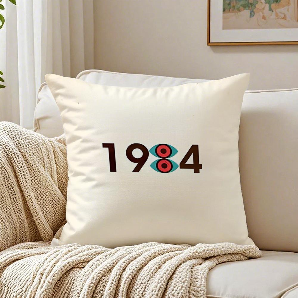 Classic Dystopian Novel NNineteen EFightyFour Cushion Cover Linen Pillowcase Soft  for Sofa Bed Home Room Decor