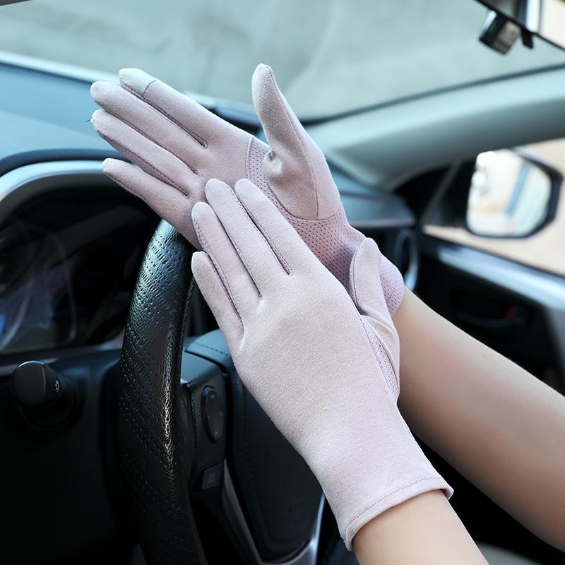 Women’s Cotton UV Protection Gloves, Breathable Summer Gloves, Anti-Slip Gloves for Cycling Driving Outdoor Travel Dance Parade