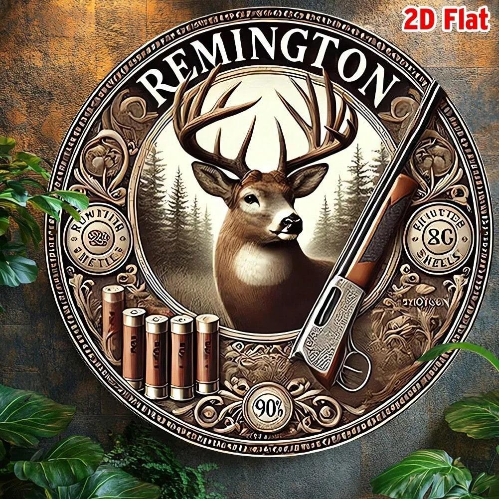 

Vintage Metal Sign 8 Inch Remington Classic Flat 2D Wall Art Home Decor 20x20