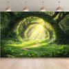 1 Packaging Magic Forest Photography Background Cloth - Mysterious Sunshine Mulan Trail and Thick Green Vine Arch