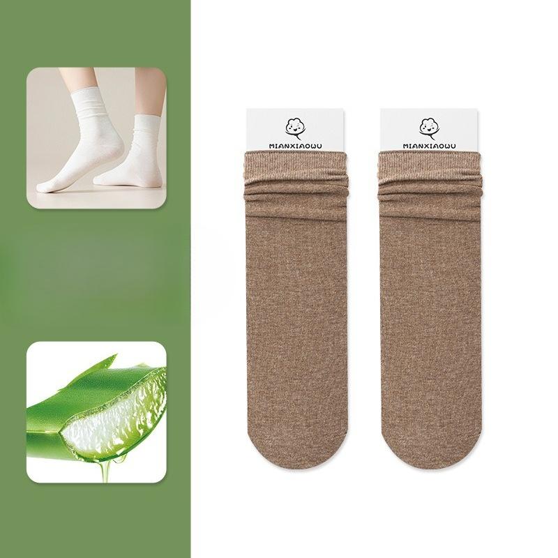 Dui Dui Socks Women's Autumn and Winter Rolled-up Pure Cotton Antibacterial Breathable Mid-calf Socks Paired with Boken Shoes Boneless Socks