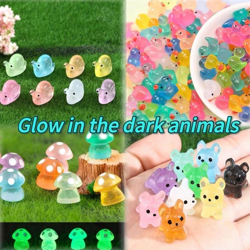 Mini Fluorescent Animals Resin Transparent Garden Balcony Sculpture Decoration Potted Miniature Landscape Christmas Decorations