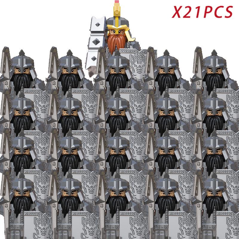 New MOC LOTR Soldier Dwarf Army Figures Armor Guard Warrior Medieval Knights Building Blocks Bricks Toys Gifts