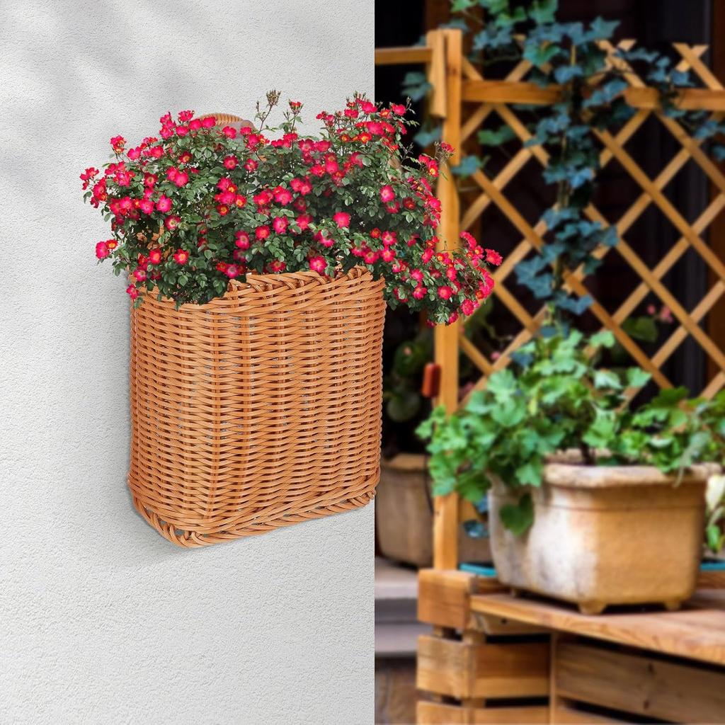 1Pcs Kitchenware Hanging Basket Wall Hanging Flower Baskets Front Door Hanging Basket Woven Hanging Basket Tableware Plant Basket 11 X 6.68 X