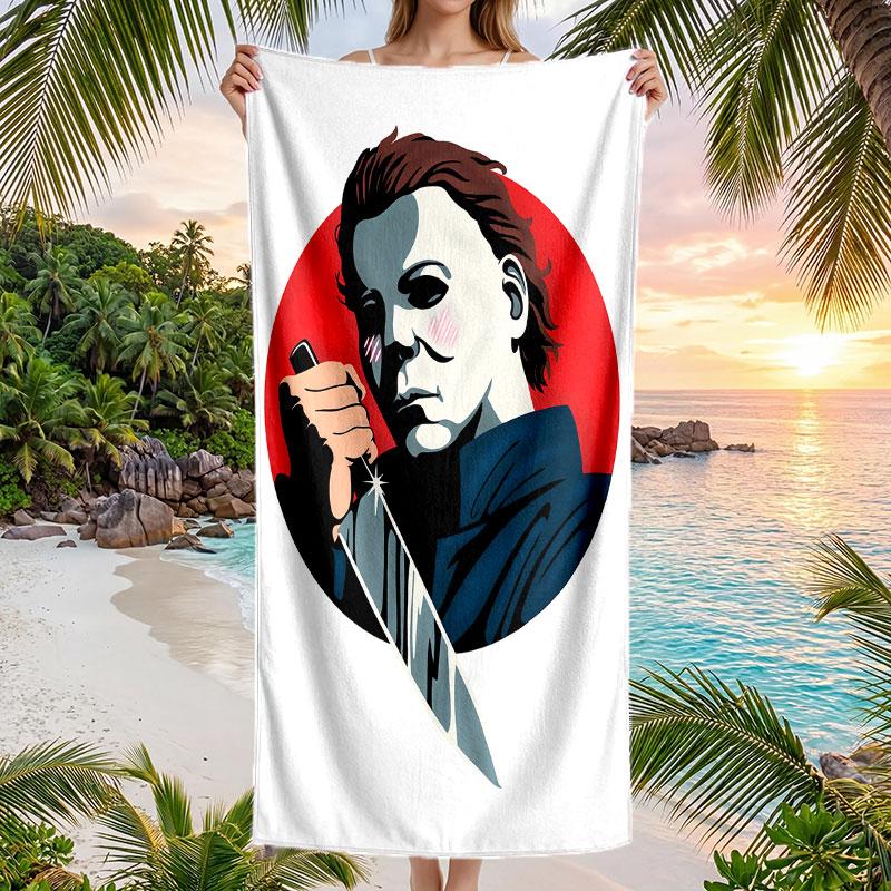 Large Beach Towel Quick Dry Absorbent Towel For Beach IndoorHalloween Michael Myers