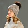 Men's and Women's Knitted Hats Rabbit Down Slash Striped Hats Autumn and Winter Knitted Cold Hats Outdoor Wool Hats Warm and Windproof