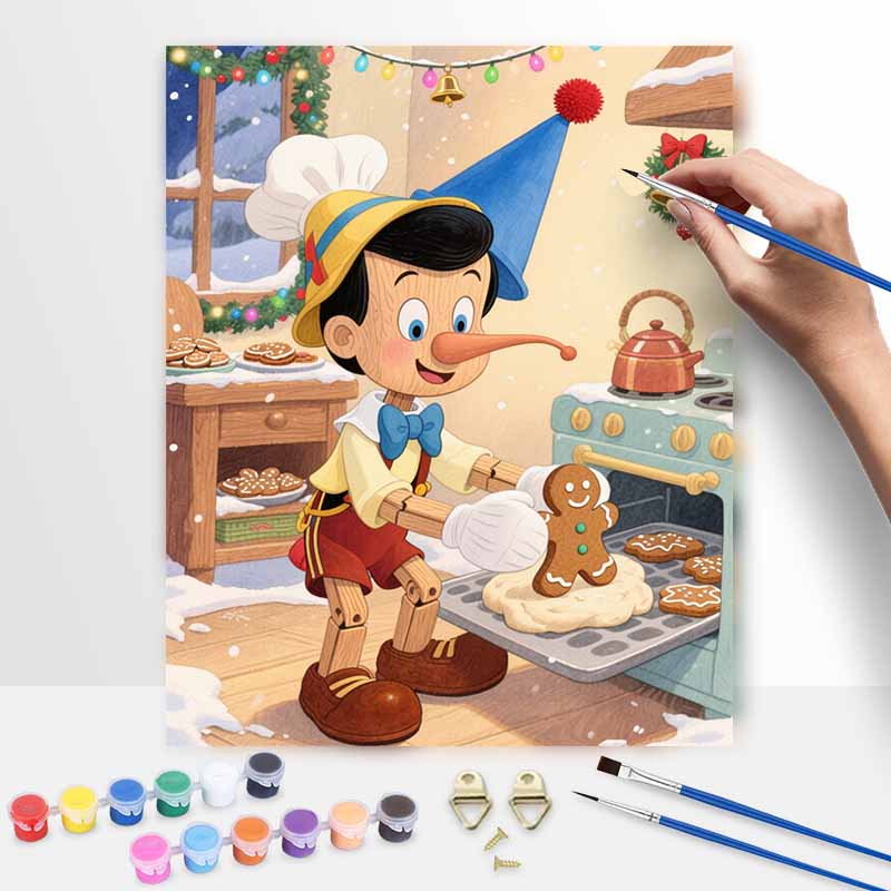 Disney Pinocchio Christmas Baking Painting By Numbers Kit Hand Painting Home Decor