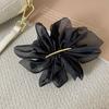 Hairpin Handmade Chiffon Flower 3D Petals Hair Clip with Polished Metal Spring Clip Back Head Bun Hair Accessories