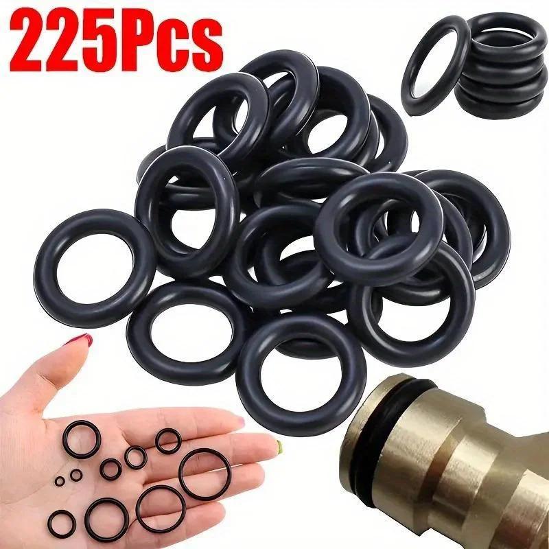 225 Stück O-Ring-Set Dichtungen 18 Größen Nitrilkautschuk Runde Dichtungsringe Elastisch Ölbeständig Unterlegscheiben Dichtungen Wasserhahn Professionell