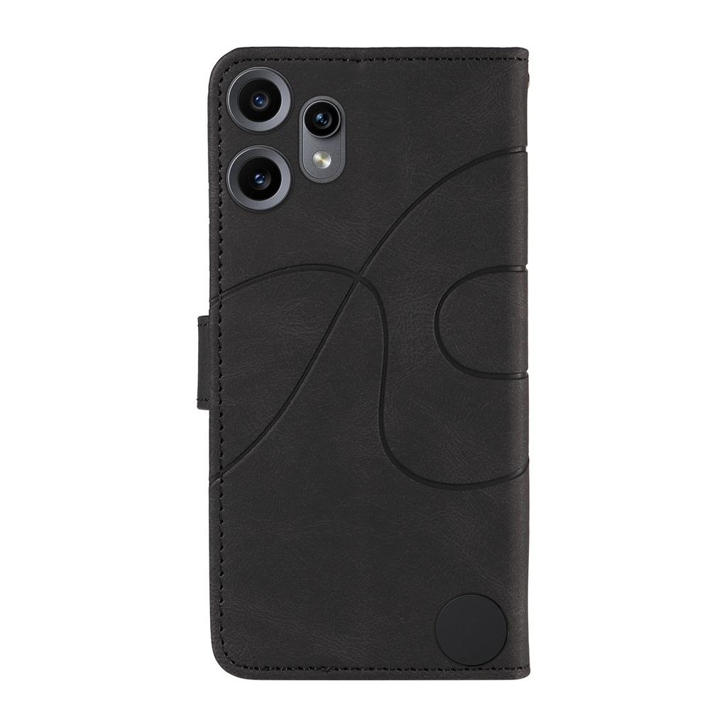 For Nothing CMF Phone 2 Pro Wallet Case Leather Phone Cover Stand with Curved Line Design