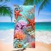 Realistic Red Starfish Coral Undersea Beach Towel Ocean Wildlife Print Quick Dry Absorbent Lightweight Towel for Beach Vacation