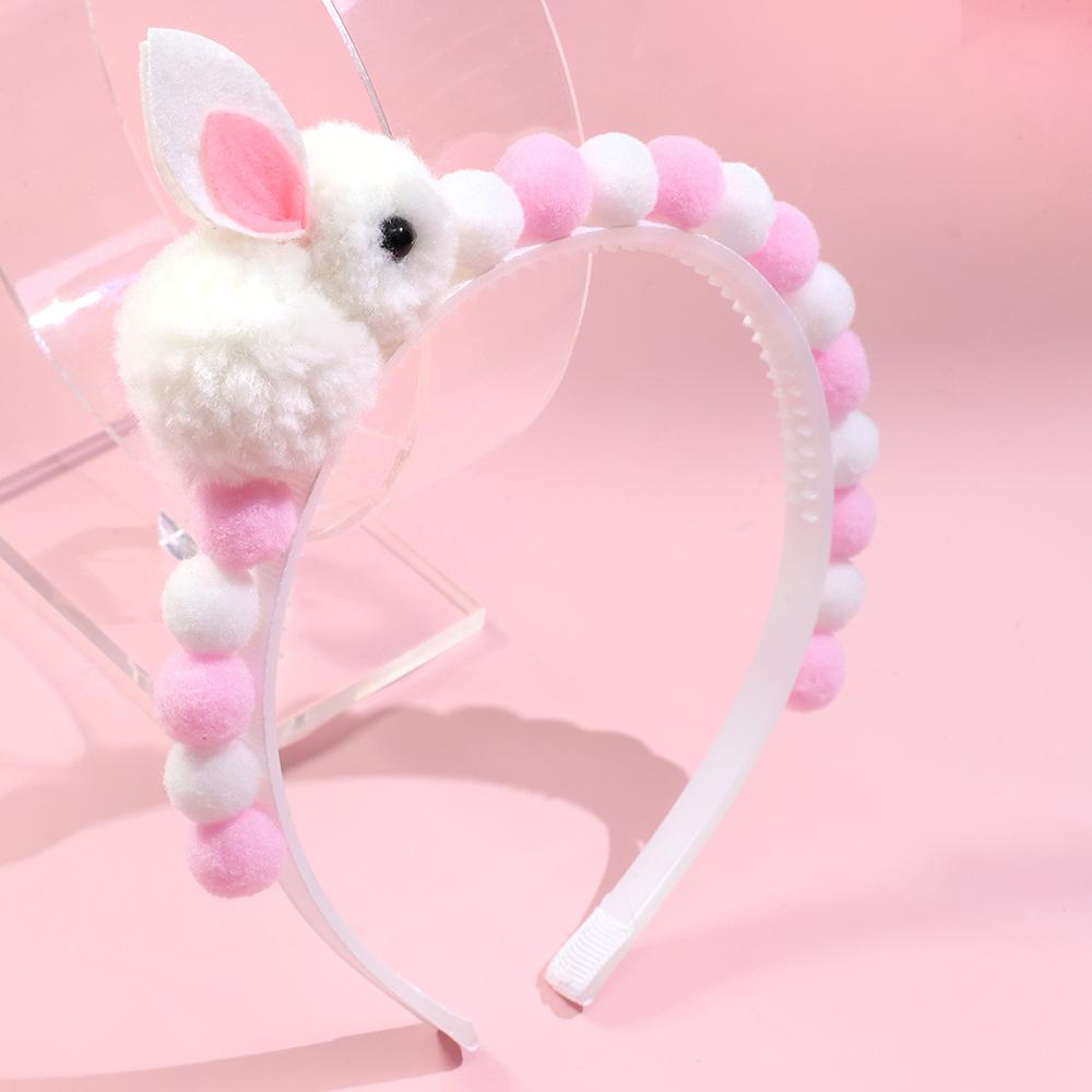 2Pcs Rabbit Fur Ball Headband Cute Rainbow Cartoon Unicorn Bow Hair Bands For Girls Children Kids Diadem Headdress Accessories