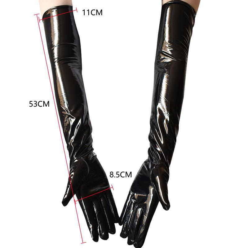 53Cm Guanti Lunghi Lucidi Sexy da Donna Pelle Sintetica Lattice Abbigliamento Cosplay Danza su Palo Night Club Guanti Stretti Accessori