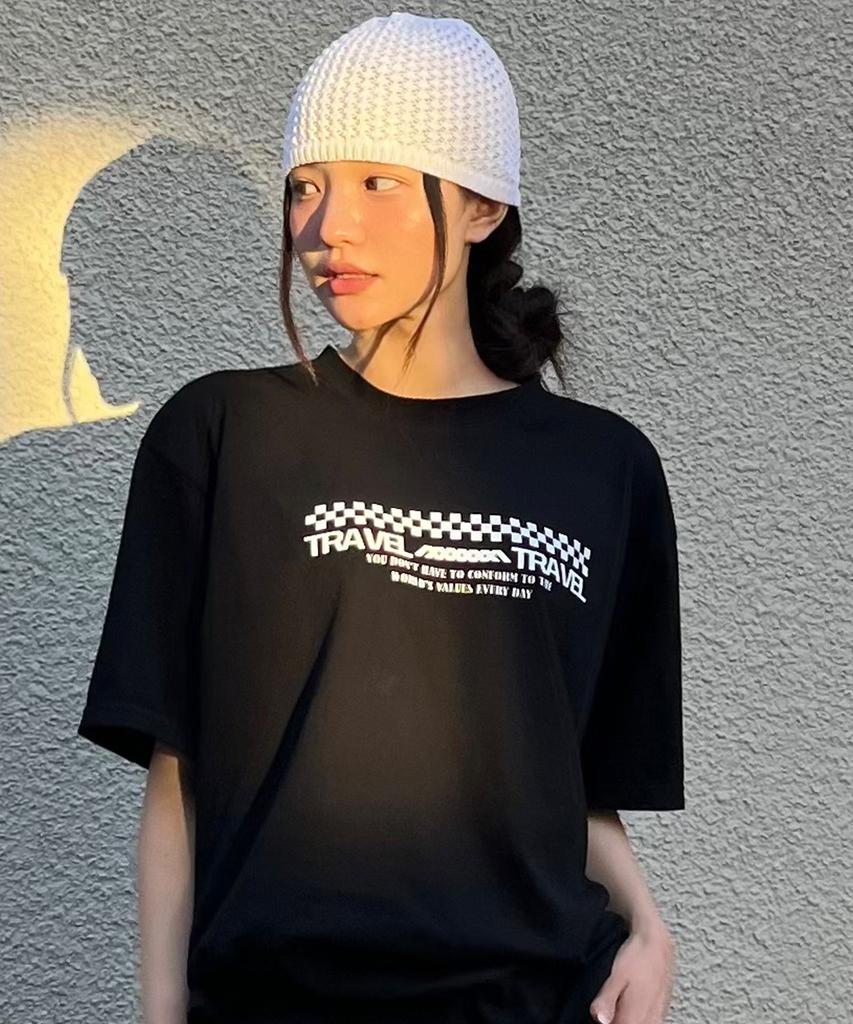 TRIPSHION Travel Checkerboard Graphic T-Shirt - 8 Colors (Type B)