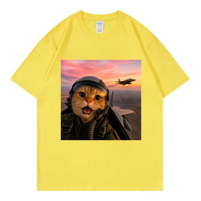 Funny Flying Cat Meme Graphic T Shirts Unisex Unisex Clothing Kawai Fashion Tshirt Summer Casual 100cotton Short Sleeve Tshirts