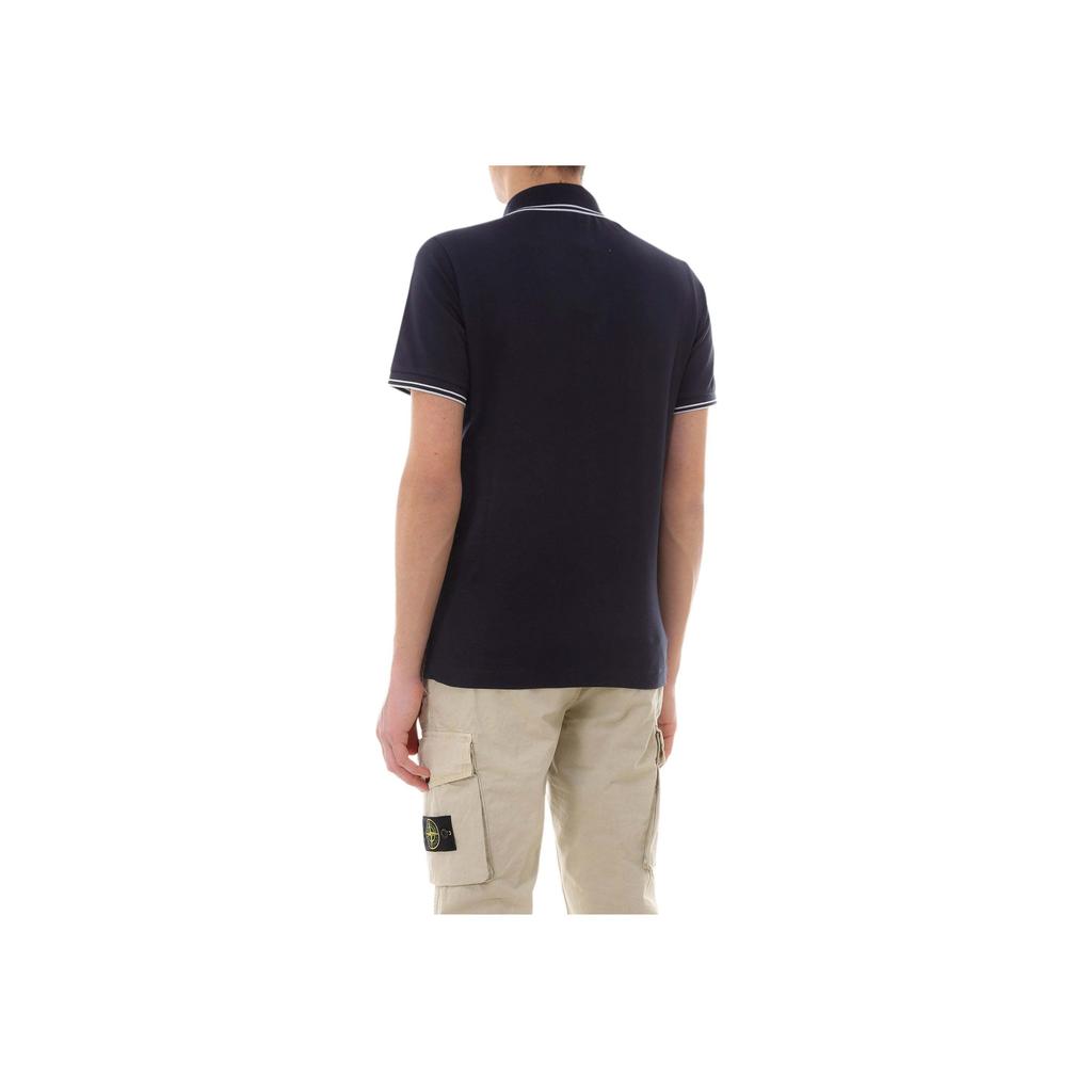 STONE ISLAND Compass Patch Logo Polo Shirt Navy Blue Men Tops 80152SC18-A0020