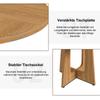 Modular Round Dining Table Set with 1 Table and 2 Chairs, Table Top MDF with Oak Veneer, Chairs Made of Solid Oak Veneered In Natural Wood Color