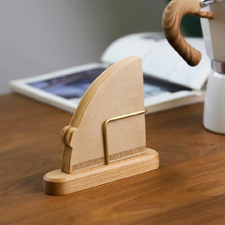 Modern Wood Filter Storage for Coffee Brewing Fan Shape Filtering Paper Rack