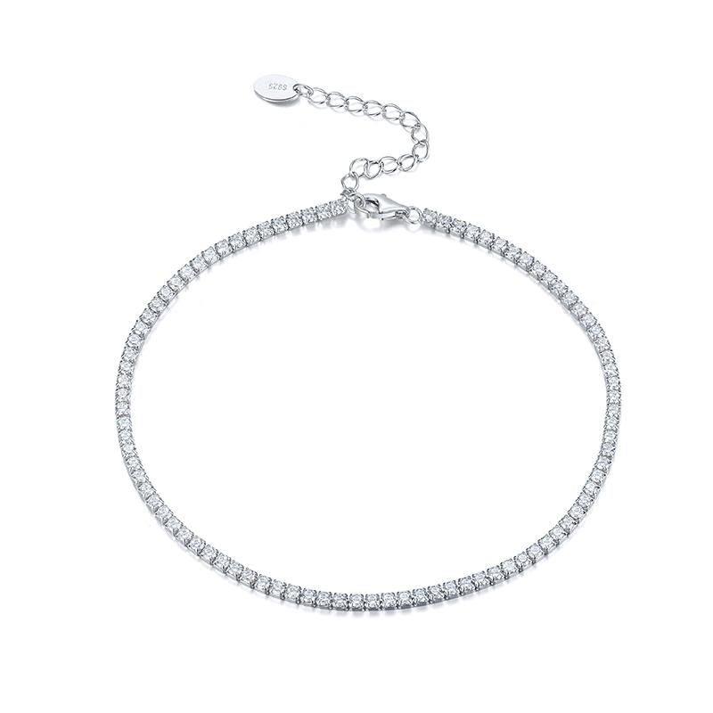 RINNTIN SA03 Hot Sale Anklets Foot Jewelry 925 Sterling Silver Tennis Chain Bracelet Anklets for Women