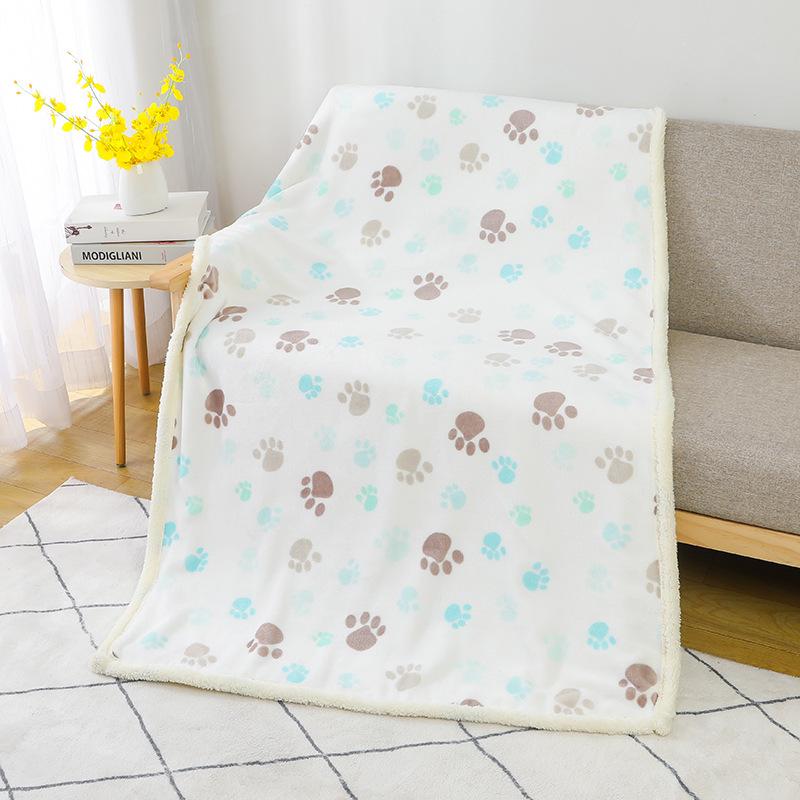 Flannel Sherpa Thickened Double-Layer Pet Blanket and Dog Bed Mat