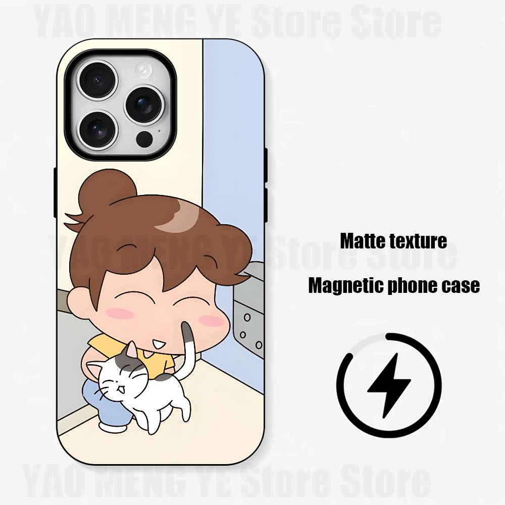 

A-Atashinchi M-Midori Mikan Frosted Soft For Phone Case For Iphone 11,12,13,14,15,16,17 Pro Max X Wireless Charge Magnetic Cover iPhone16pro