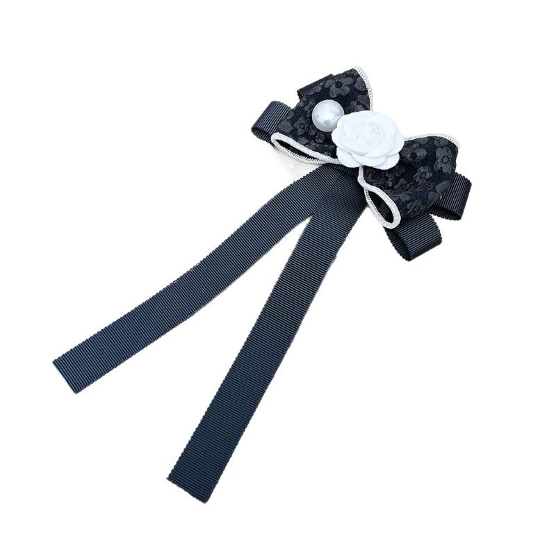 Camellia Flower Brooch Pins For Women Fabric Bow Tie Jk College Style Shirt Collar Pin Elegant Jewelry Accessories
