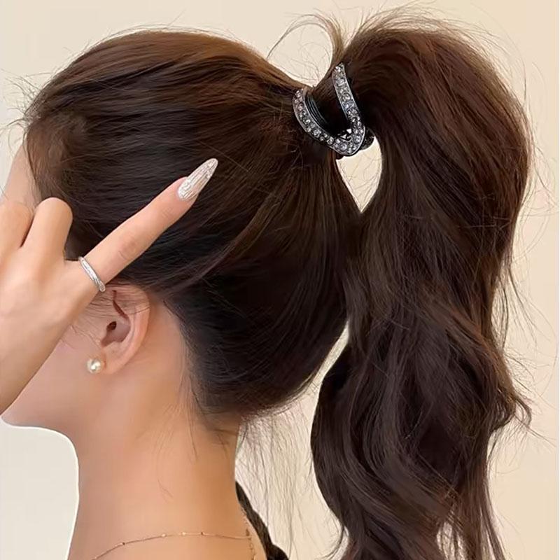 New Fashion Rhinestone Hair Clip Claw For Women Metal Small Ponytail Hair Crabs Thick Hairpins French Headdress Hair Accessories