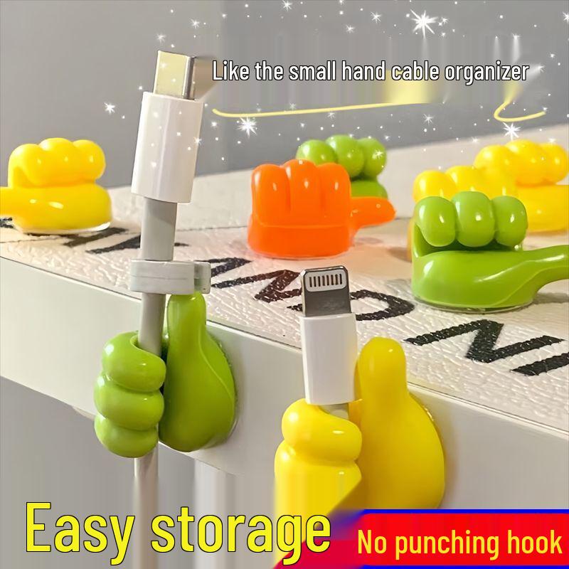Креативный настенный крючок для пальца: Многофункциональный полимерный органайзер для кабелей с креплением для большого пальца