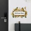 Hand Painted Floral Welcome Sign with Hummingbird Door & Wall Sticker for Living Room Home Decor Self-Adhesive Removable Decal