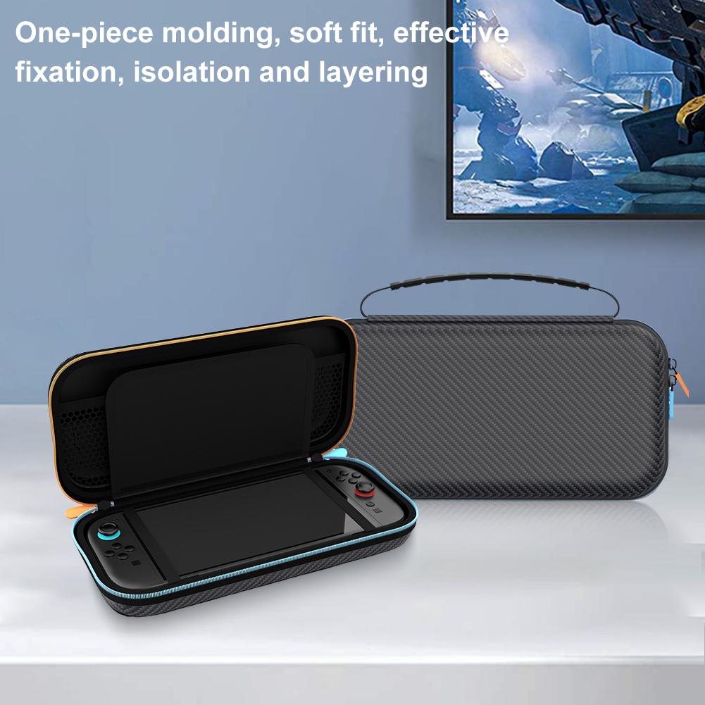 Portable Storage Bag Anti-Scratch Travel Carrying Bag Lightweight Hard Shell Storage Bag Carbon Fiber for Switch 2 Game Console