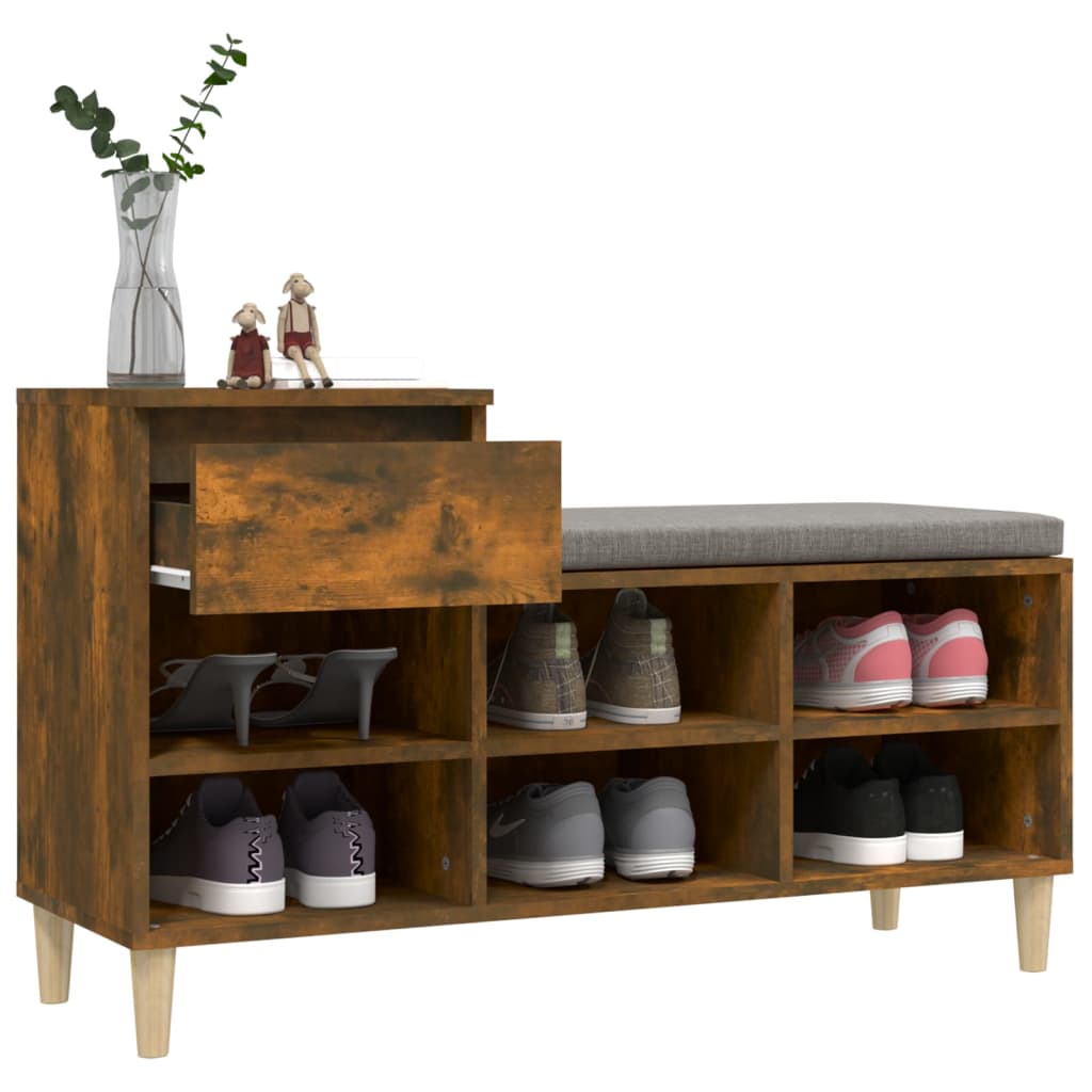 vidaXL Schuhregal Räuchereiche 102x36x60 cm Holzwerkstoff