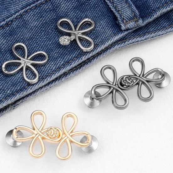 4 Stück Taillenstraffer-Nadeln Blume Hosenbund-Versteller Legierung Abnehmbar Kein Nähen Erforderlich Taillen-Nadeln für Jeans Röcke Hosen