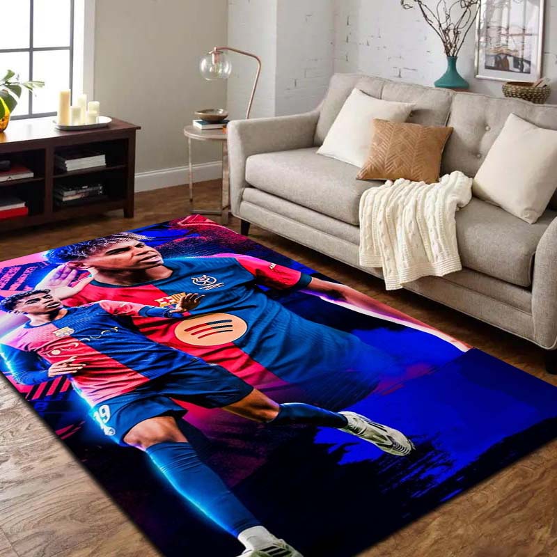 Tappeto Stampa 3D Stella del Calcio Lamine Y-Yamal Morbido Antiscivolo Lavabile Tappetino per Pavimento Camera da Letto Soggiorno Decorazione per Tifosi di Sport Regalo per Ragazzi