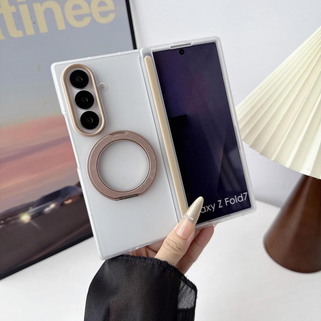 Samsung Z Fold7 Magnetic Phone Case with Mirror Shield & Rotating Stand with Front Frame Protection