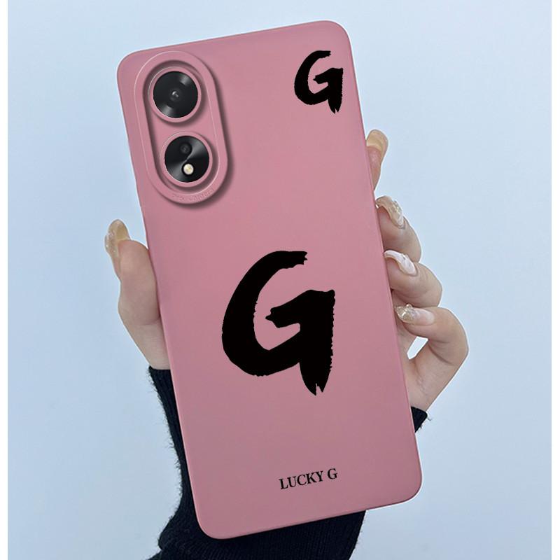 Case For Oppo A18 A38 A58 A78 4G Cover Camera Protection Cute Letter Liquid Silicone Soft Back Covers For Oppo A 38 A 18 Housing