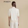 PORTS Women's Logo Jacquard Stripe Knit Cardigan