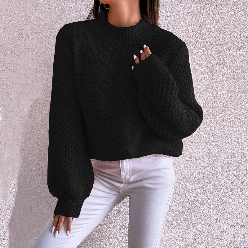 Women Pullover Sweater Casual Knitting Top Hollow Out Round Collar Jumper Office Lady Knitwear 2026 Autumn Winter Knitted Tops