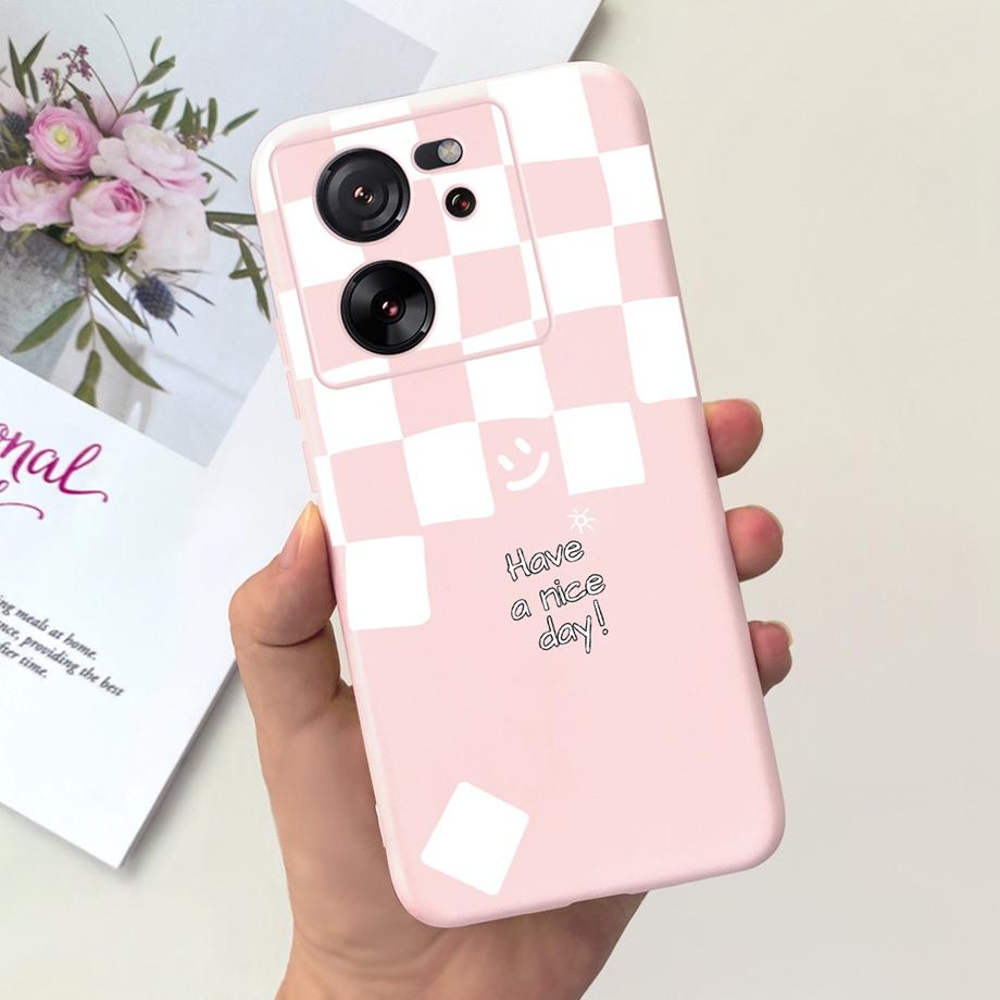 For Xiaomi Redmi 13C Case Xiaomi Mi 13T Pro Back Cover Soft Matte Liquid Silicone Flower Cartoon Printing Capa For Mi13T Pro Bag