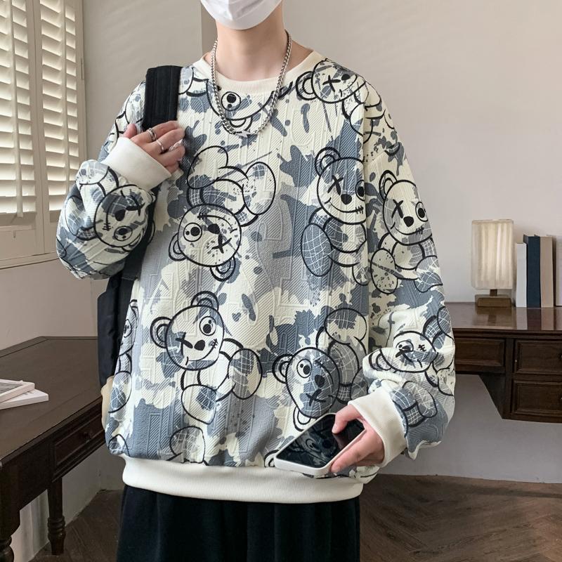 Round Neck Sweatshirt Men's Long Sleeve Loose Large Size Bottoming Shirt Casual Sports Sweatshirt T-shirt