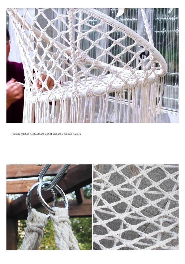 Nordic-Style Indoor/Outdoor Hanging Chair Hammock – Adult and Children's Woven Swing Basket