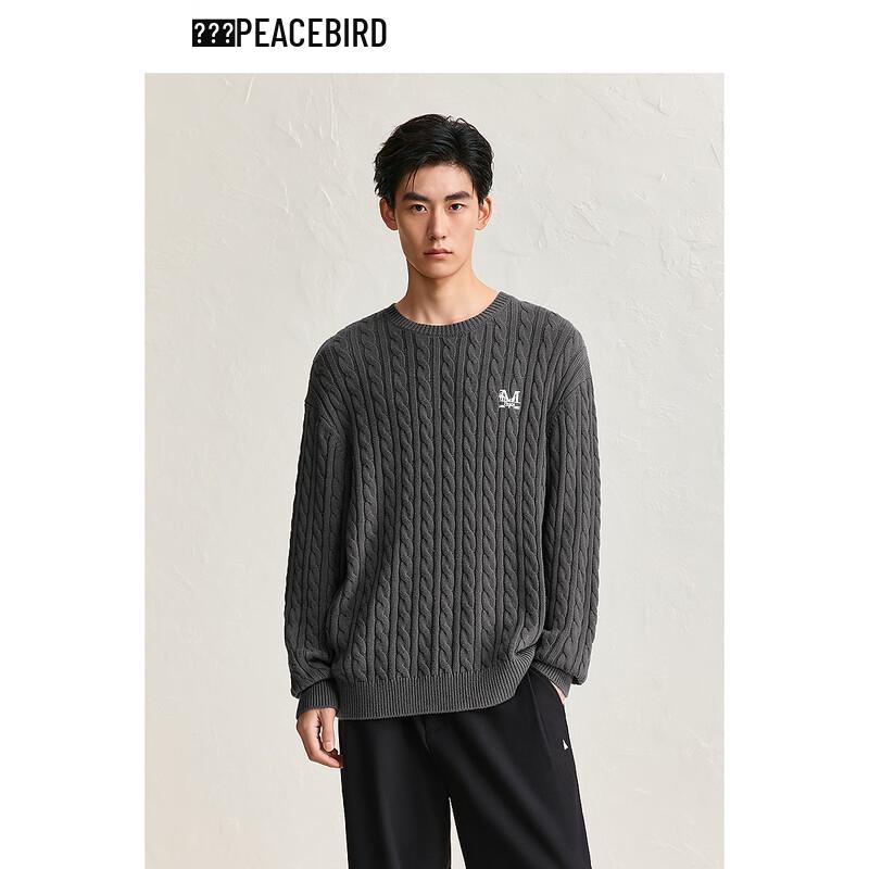 Peacebird Men's Textured Knit Round Neck Pullover Sweater
