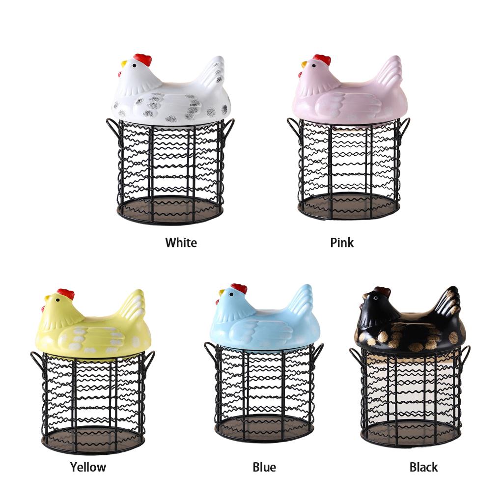 Vintage Wire Egg Storage Basket Chicken Shape Fruit Organizer For Kitchen Organization Fruit Basket