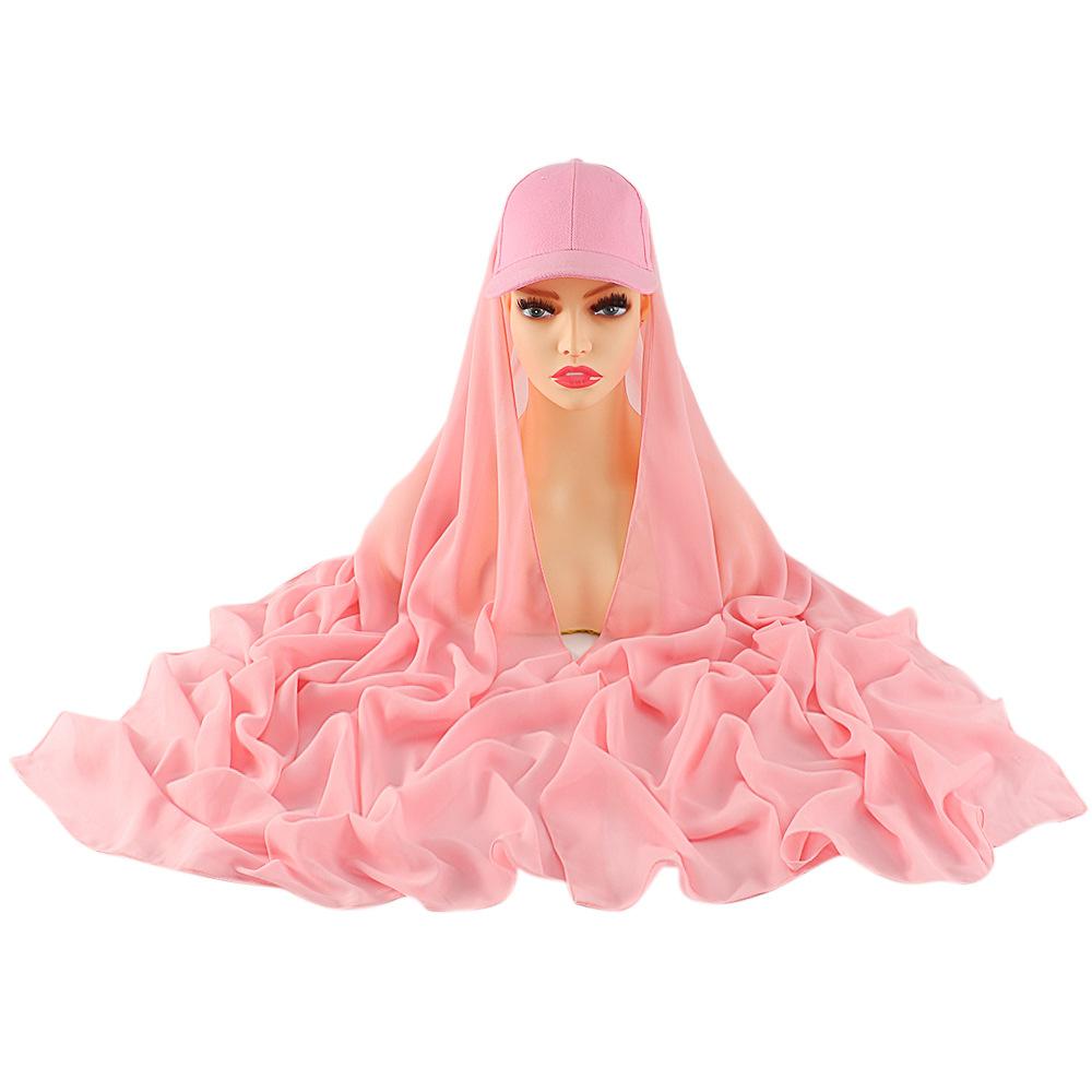

Women Chiffon Baseball Cap Fashion Simple Solid Color Sunscreen Shawl Dual-purpose Sun Visor For Summer Beach Cycling 8# pink #1