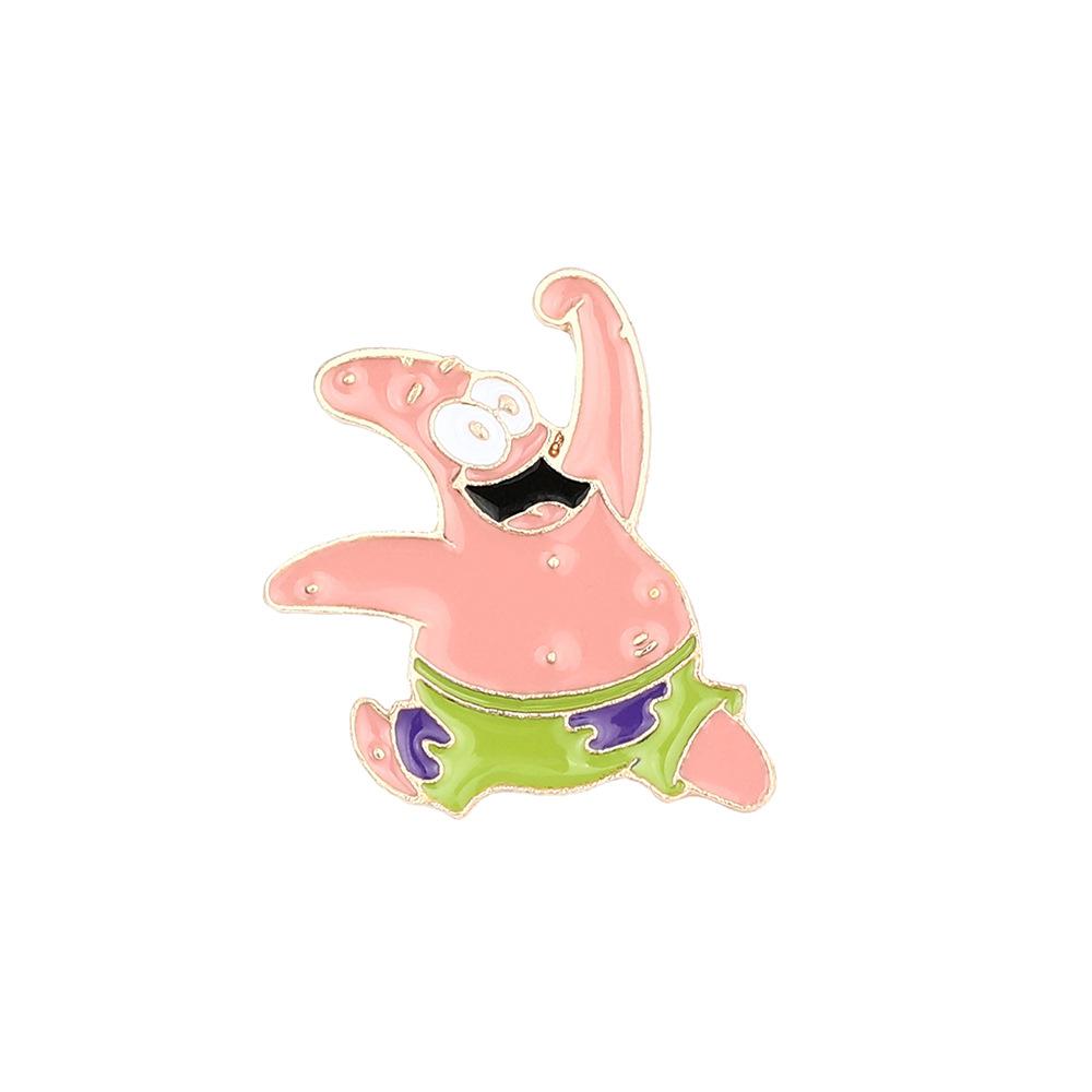 Creative European and American Popular SpongeBob SquarePants Patrick Star Funny Happy Cute Metal Badge, Brooch