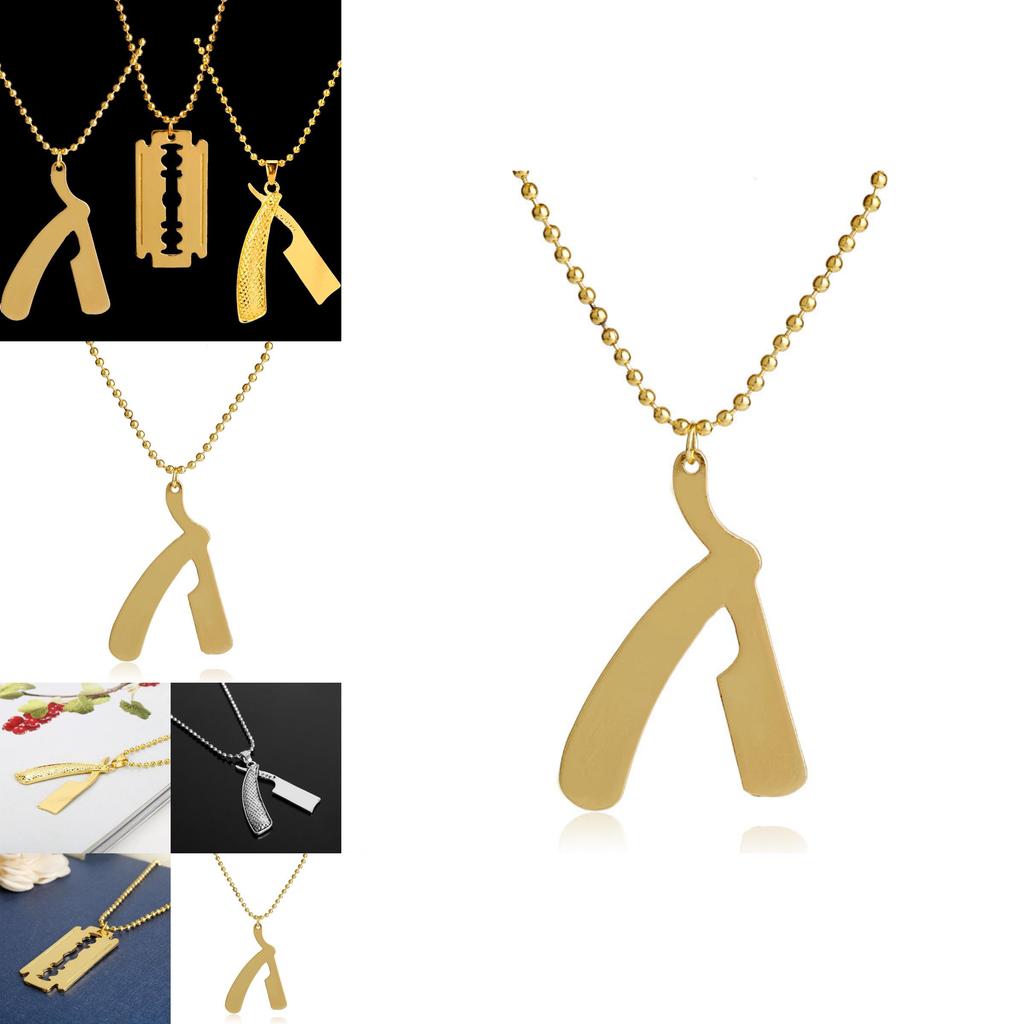 Blade And Razor Design Alloy Pendant Necklace With Electroplated Finish For Men And Women