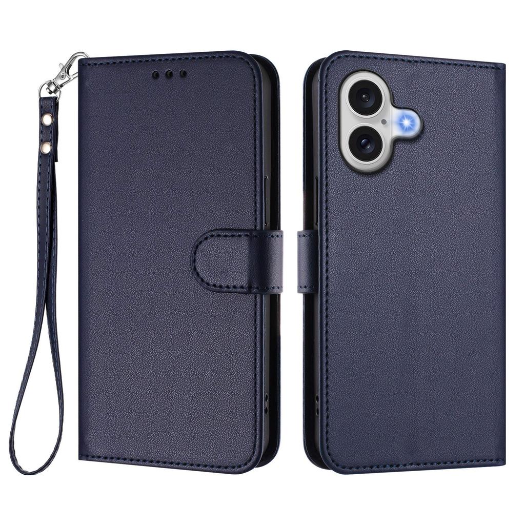 For iPhone 17 Leather Case Wallet Stand Phone Cover with Wrist Strap