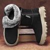 Snow Boots Winter Warm Cotton Boots, Cow Suede Velvet High-top Shoes Men's Boots Leather Side Zipper Platform Men's Shoes