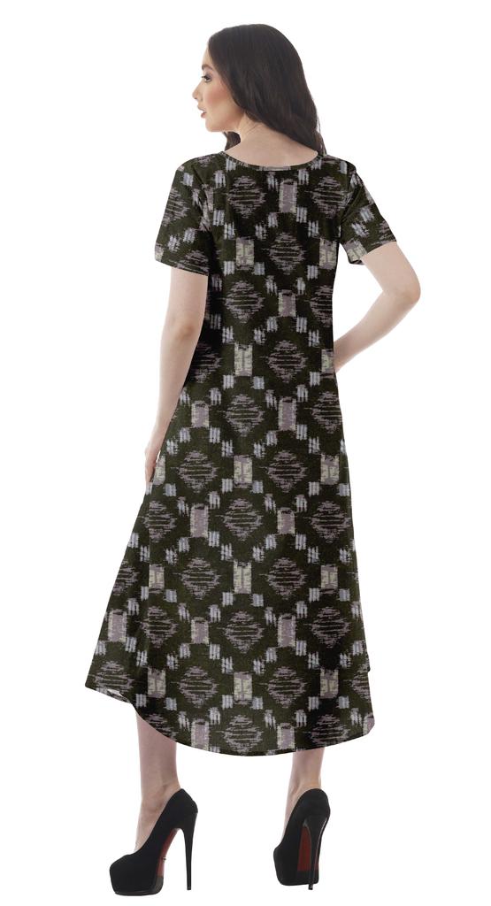 Moomaya Printed Sun Dresses Women Short Sleeve Cotton Flex Party Dress